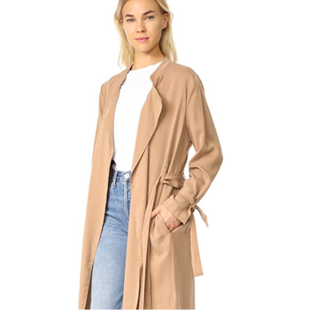 NWT Splendid Women's Sandwash Twill Trench Coat Dark Macadamia Size M L $180